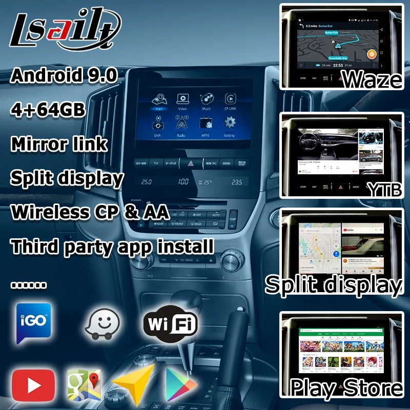 Android wireless CP AA box for Toyota Land Cruiser LC200 VXR navigation box 2014-2021 video interface by Lsailt