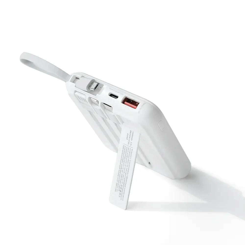 2024 Latest LED Light 10000mAh Power Bank with 4 wire Mini Phone Charger with Cable for iPhone 14 Pro Max