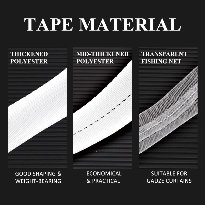 Wholesale 6cm White S Wave Ripple Fold Hook S Fold Curtain Rod Track Rail Tape With Ripple Fold Durable Rail Tape