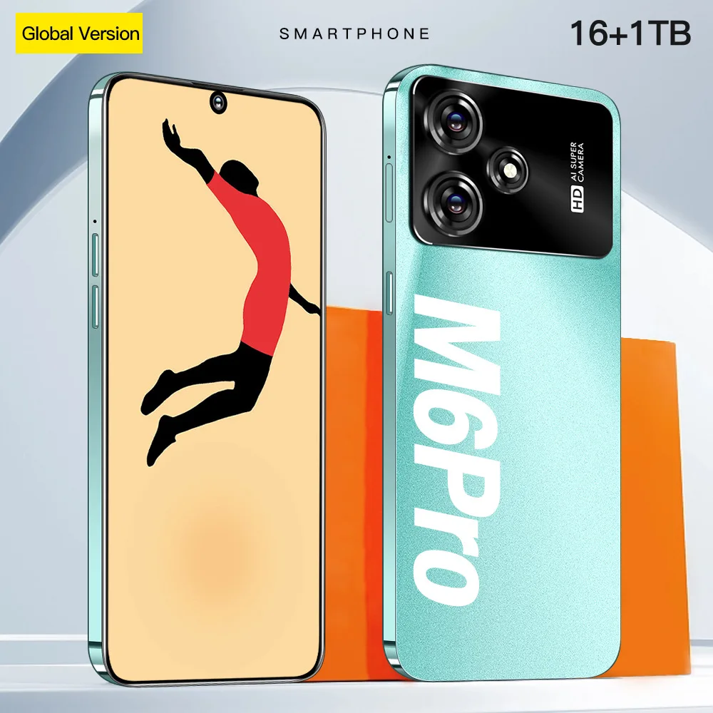 Global version Original 5G Smart Mobile Phones M6 Pro real memory 6+128GB face recognition unlocked dual sim Gaming phone