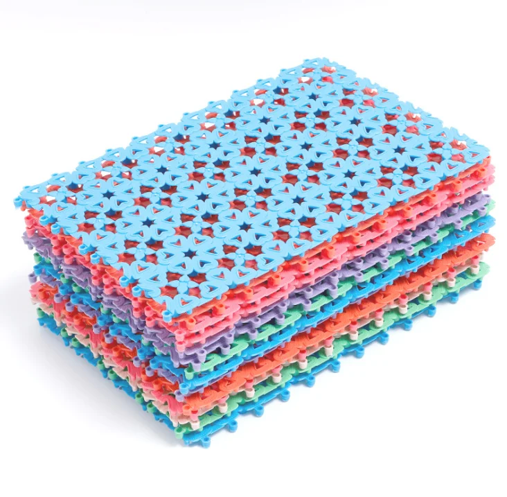Candy color stitching square love pet mat mesh non-slip pet floor cat cage non-slip mat pet dog cage crate kennel mat