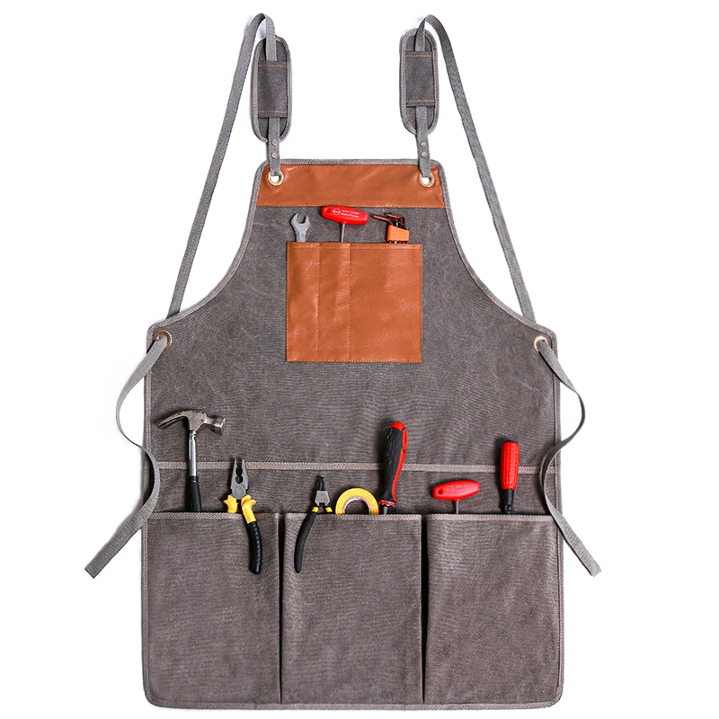 China Manufacturer Industrial Waterproof Heavy Duty Tool Work Men Garden Waxed Canvas Apron