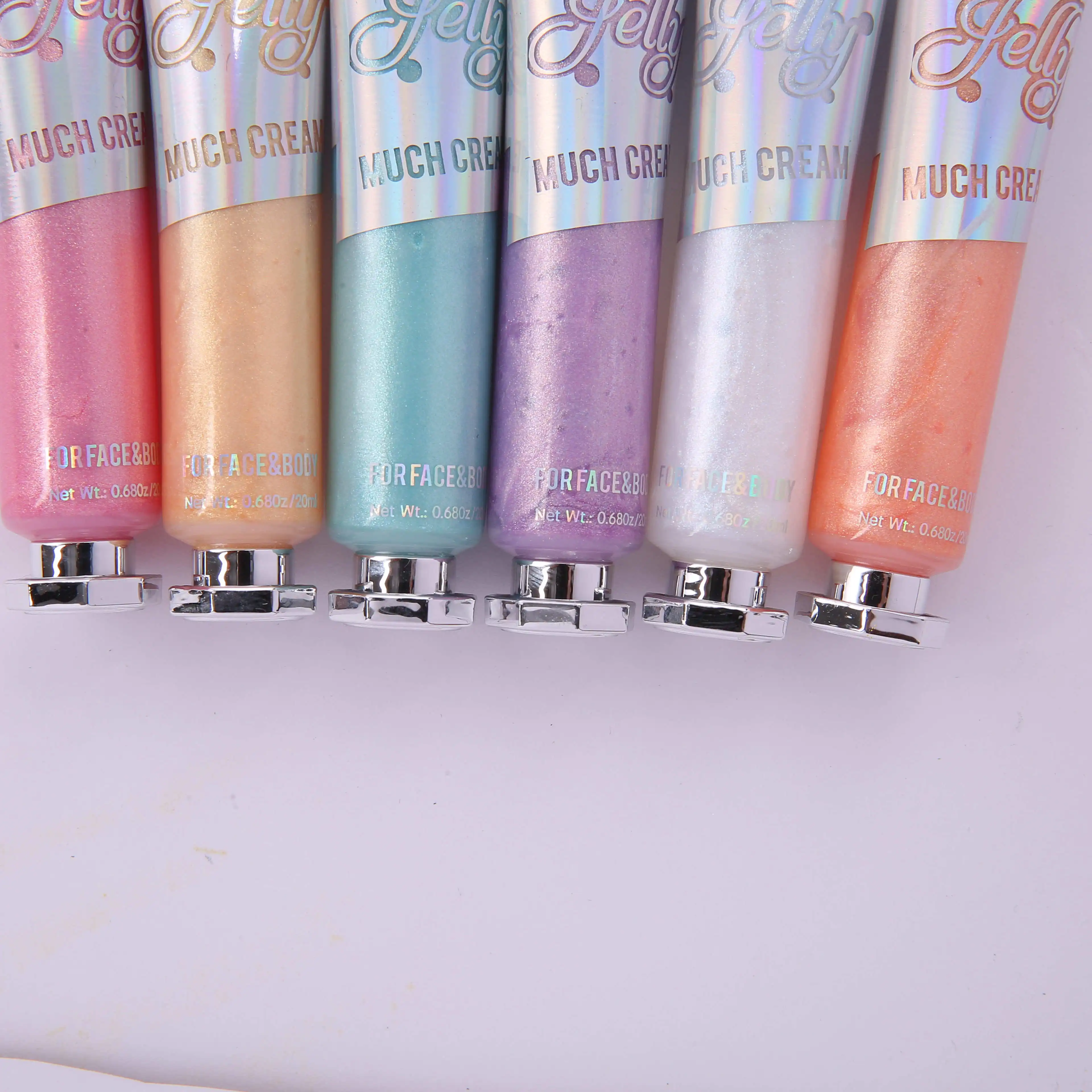 New Holographic Printing Cute Tube Organic Shiny Private Label Sparkling Non Toxic Vegan Girls Jelly Highlighter