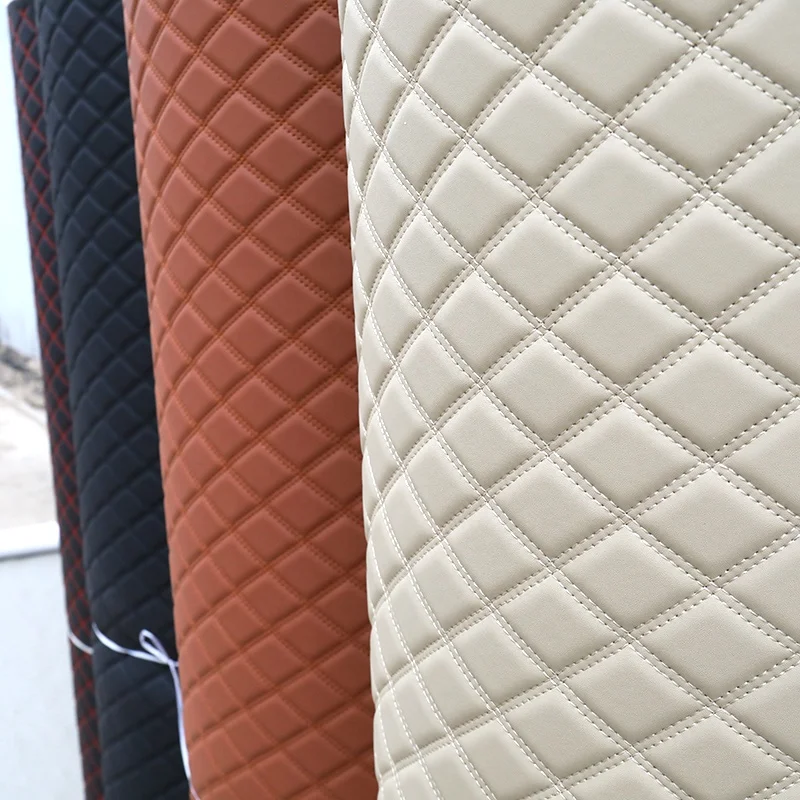 Classical Quilted Embroidery PVC Leather Sponge Rolls For Car Seat Covers