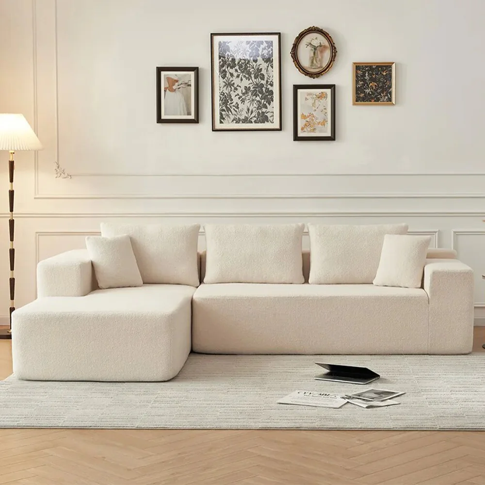 High Quality Luxury Modern Custom Fabric White High Density Sponge Compress Sofa For Home Living Room Furniture Office Couch