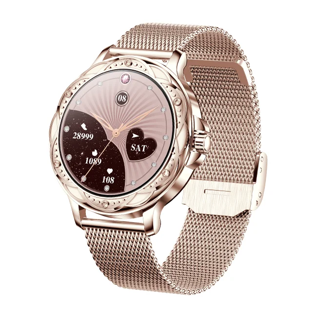 New Style CF12 Round Women Wristwatch Reloj BT Calling Waterproof Health Monitor Lady Fitness Sports Smart Watch Double Strap