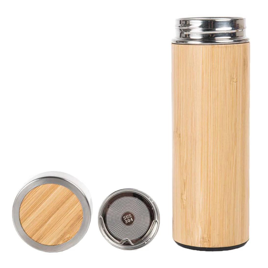 AXP Custom Print Double Wall Insulated Bamboo Water Bottles & bamboo coffee tumbler travel mug with lid