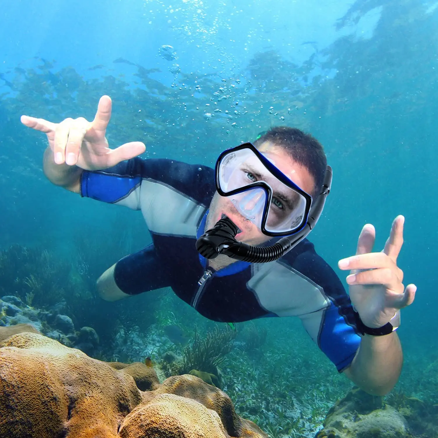 6-in-1 Snorkeling Suit, Convenient Adult Diving Equipment with Splash-Proof Snorkel