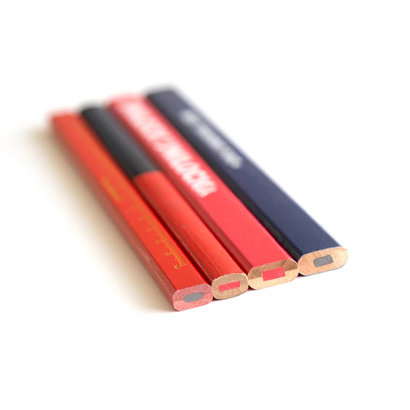 Construction Pencil With Custom Logo Printing Builder Pencil Double Head Colored Carpenter Pencil