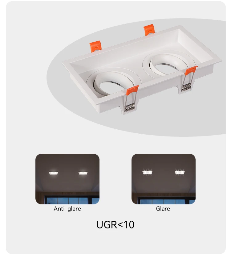 gu10 mr16 module mounting frame recessed double head down light adjustable lights rectangular led downlight