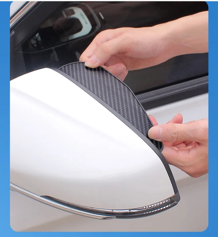 Fiber texture car rearview mirror rain brow  cover reverse mirror rain shield aluminum alloy rain shield auto parts
