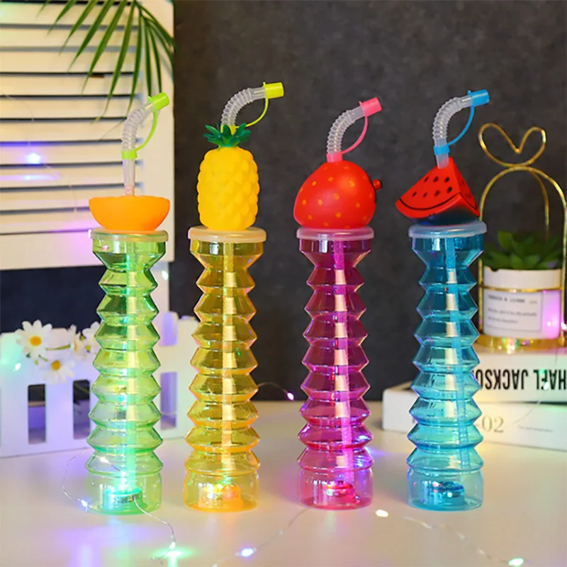 500ml 18oz 16oz palm tree led light up toy fruit character animal tolphin yard glass slush ice cup with straw