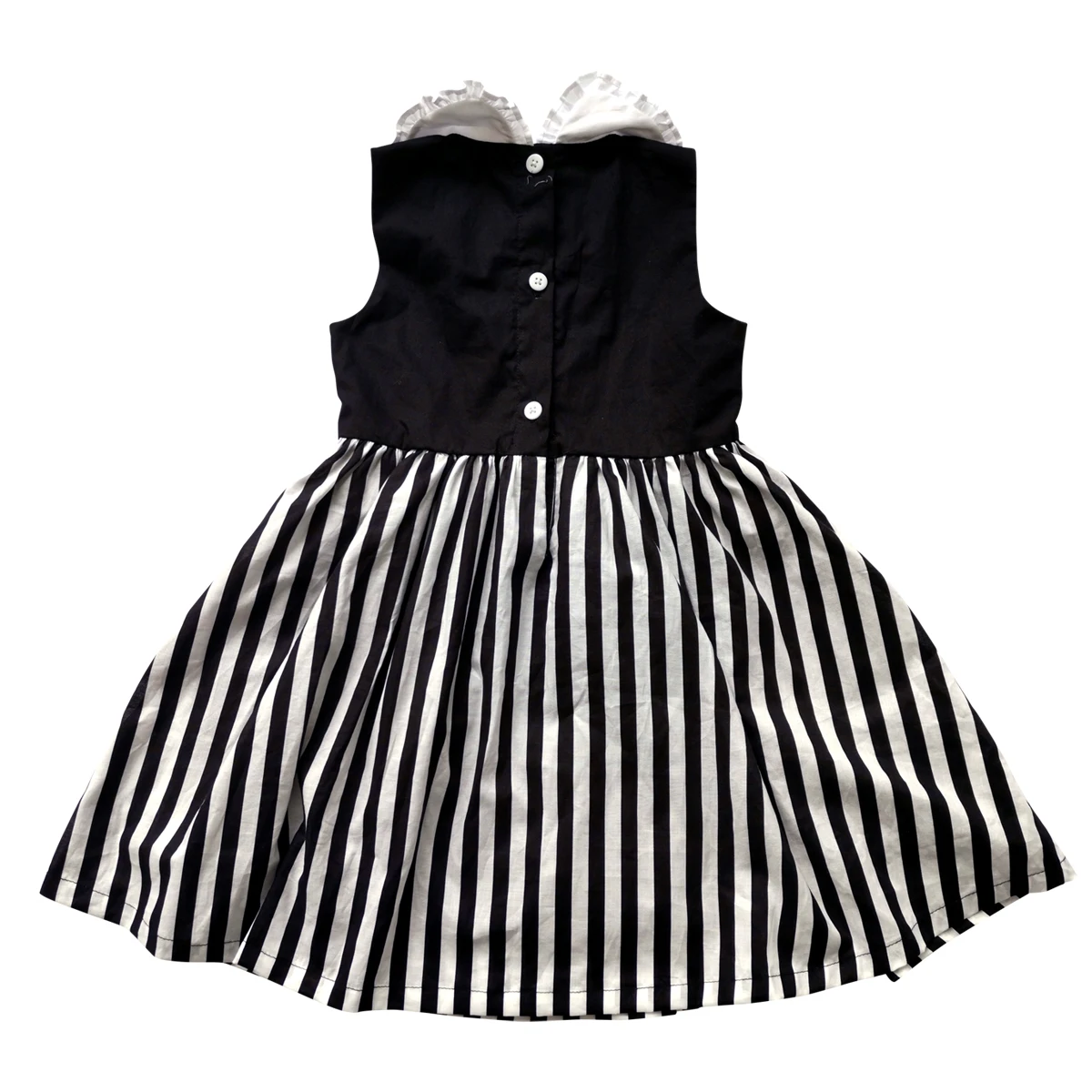 Custom Fabric Wholesale Baby Girl Dress Spring Autumn Fashion Black White Stripes Dress children girls new Style Boutique Dress