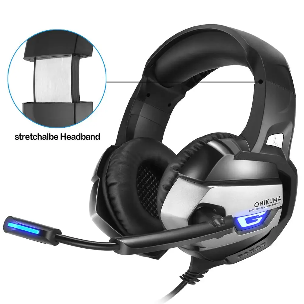 ONIKUMA K5 PS5 gaming headset earphone best seller on amazon with Mic LED Light