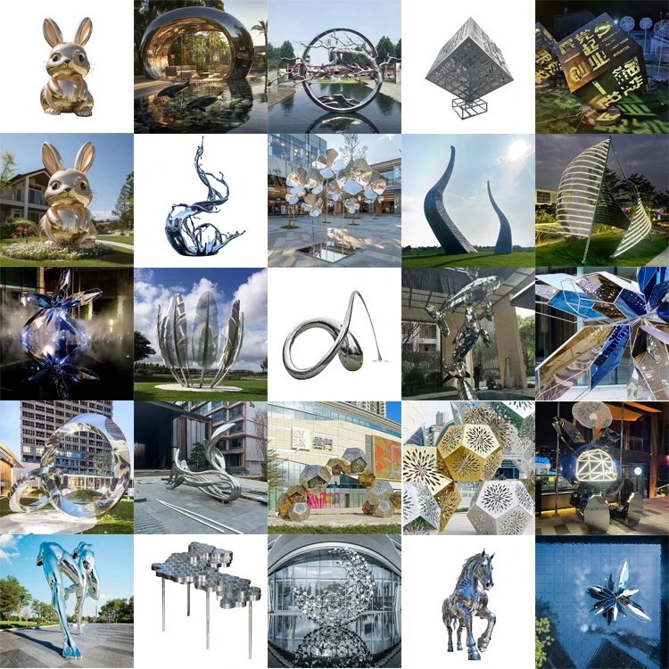 Modern art silver stainless steel abstract sculpture outdoor abstract luxury statue sculpture