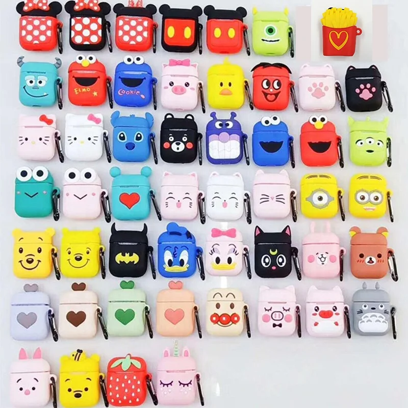 Wholesale 3D Cartoon Luxury Designer	Custom	Cute Kawaii Anime Silicone Protect Cover Keychain For Airpod Case