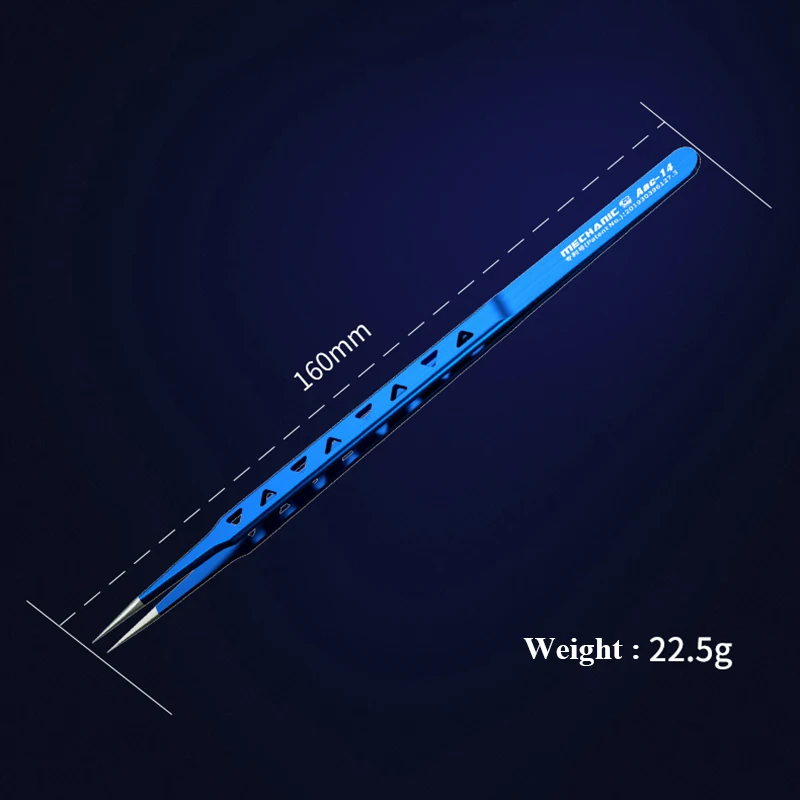 MECHANIC AAC-14 High Hardness 8 Hollows Stainless Steel Precise Tweezers Phone PCB IC Chip Repair Non-magnetic Heat-dissipating