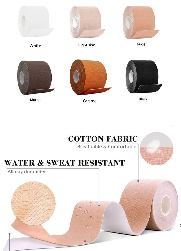 Breathable Adhesive Sticky Kit- Boobytape for Breast Lift  Reusable Adhesive Bra Skin-Friendly Boob Tape