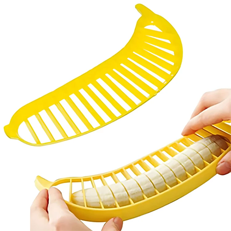 Easy Control Reusable Durable Banana Slicer Practical Kitchen Tool Plastic Salad Fruit Peeler Cutter Chopper