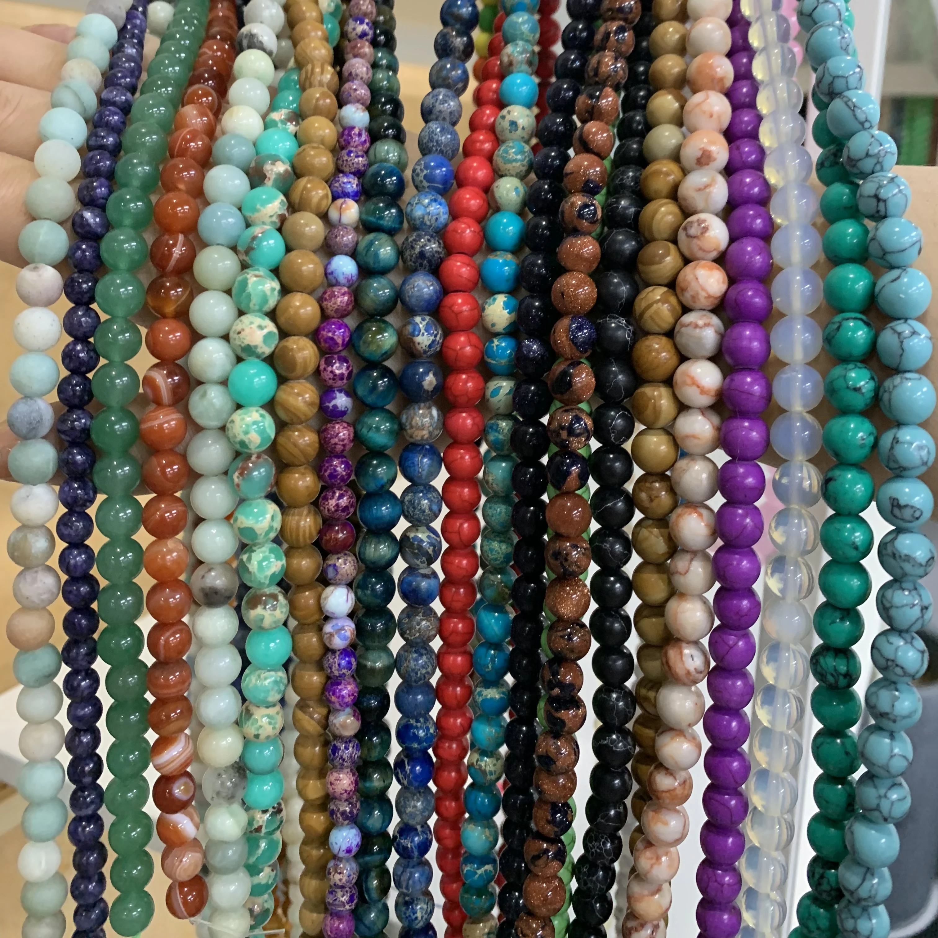 4/6/8/10mm Crystal Healing Gemstone Beads Loose Gemstone Stone Round Beads for Jewelry Making