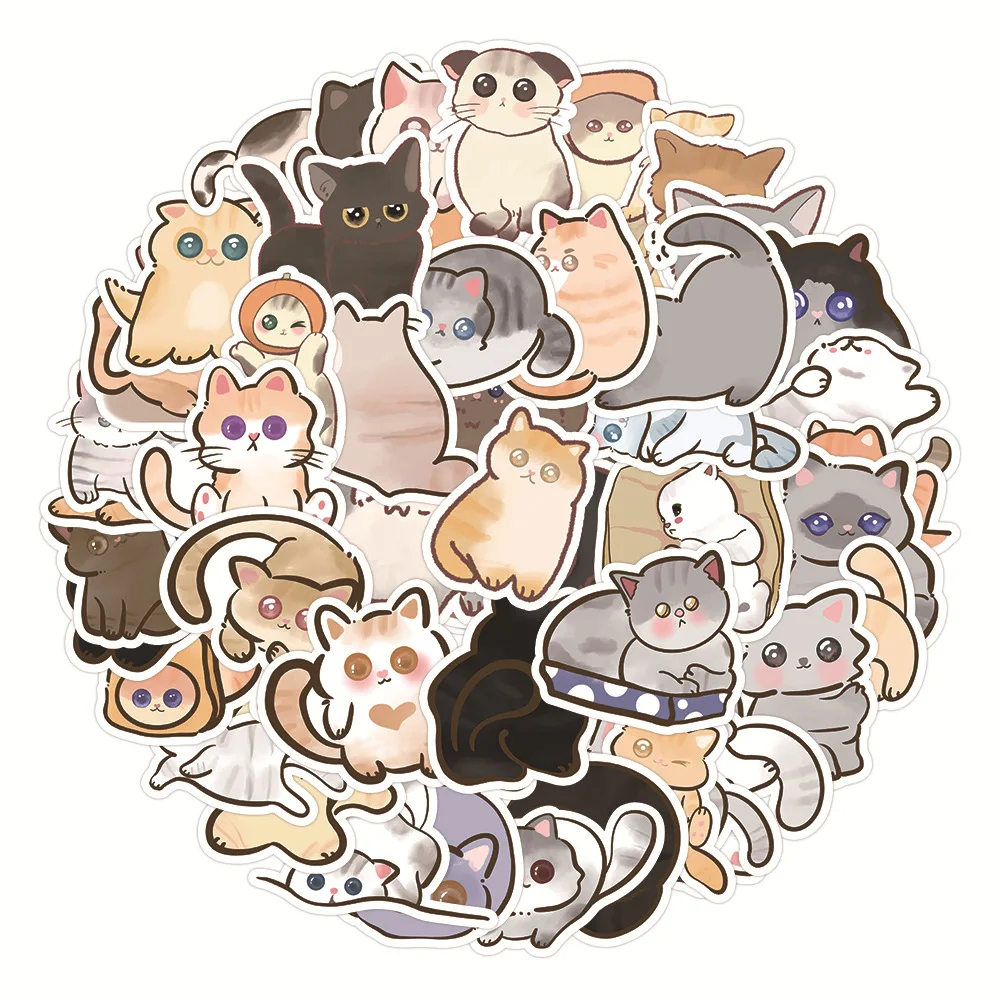60PCS Cartoon cat stickers Graffiti cut waterproof uvproof custom stickers printing for laptop keyboard