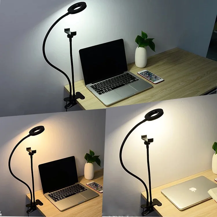 2020 cheap mini universal usb control mobile ring light small clip on cell phone holder stand led selfie ring light