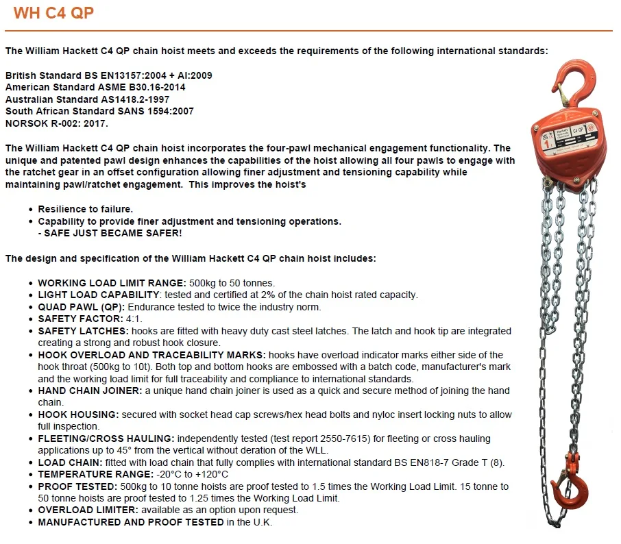 Low Moq Hot Sale Multifunctional Zinc Galvanized Connection Link William Hackett Chain Hoist C4 Qp For Marine