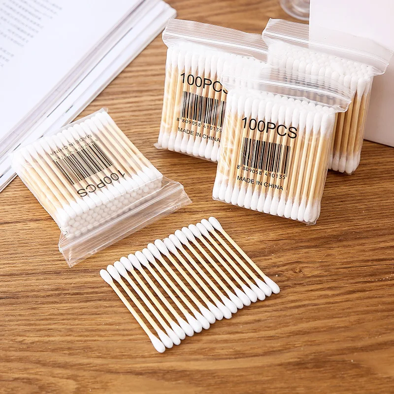 2023 Makeup cotton swabs disposable 100 pcs medical cotton swabs double headed cotton buds wholesale