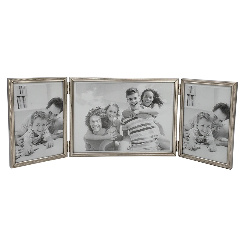 
3 In 1 Foldable Roll Form Iron Silver Plated Photo Frame Thin Edge Silver Plated Picture Frame 