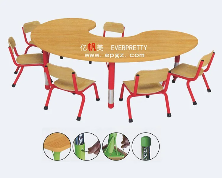 Nursery Furniture School Furniture 5-Seaters School Desk and Chair Metal Sets Material Fasion Type U-shape Table and Chair Set