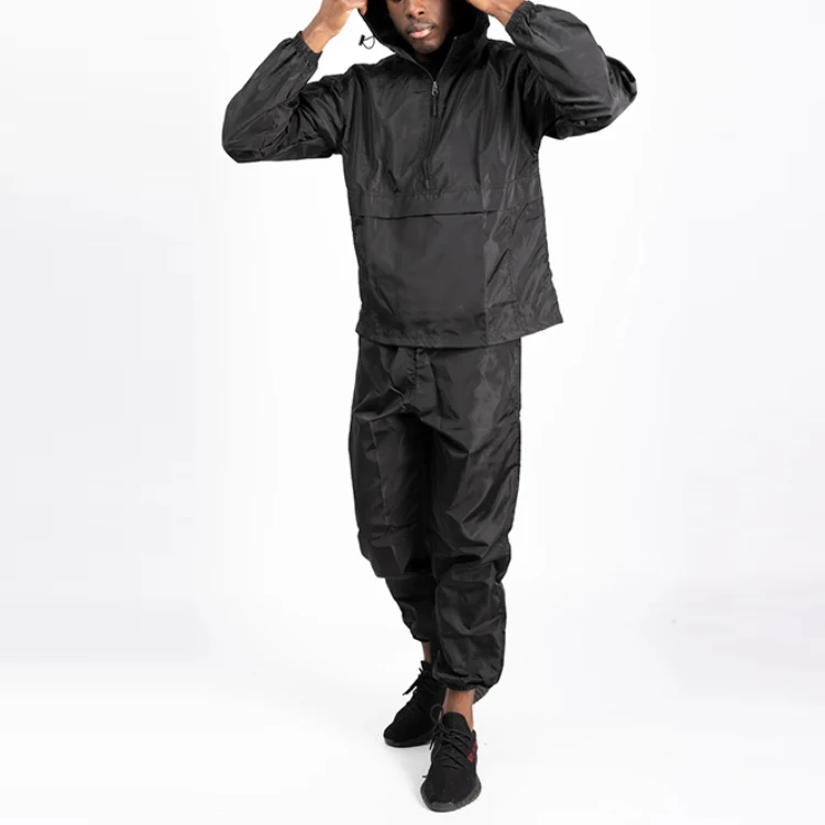 wholesale men designers sweatsuit jogger pants tracksuit custom logo windbreaker nylon plain  two pieces set