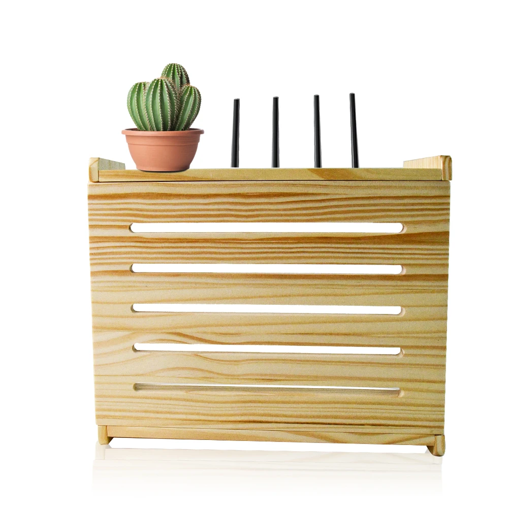 2024 Eco-friendly Youlike Wooden Router Shelf Wall Mount WiFi Router For Storage Box Space Saving Power Strip Cable