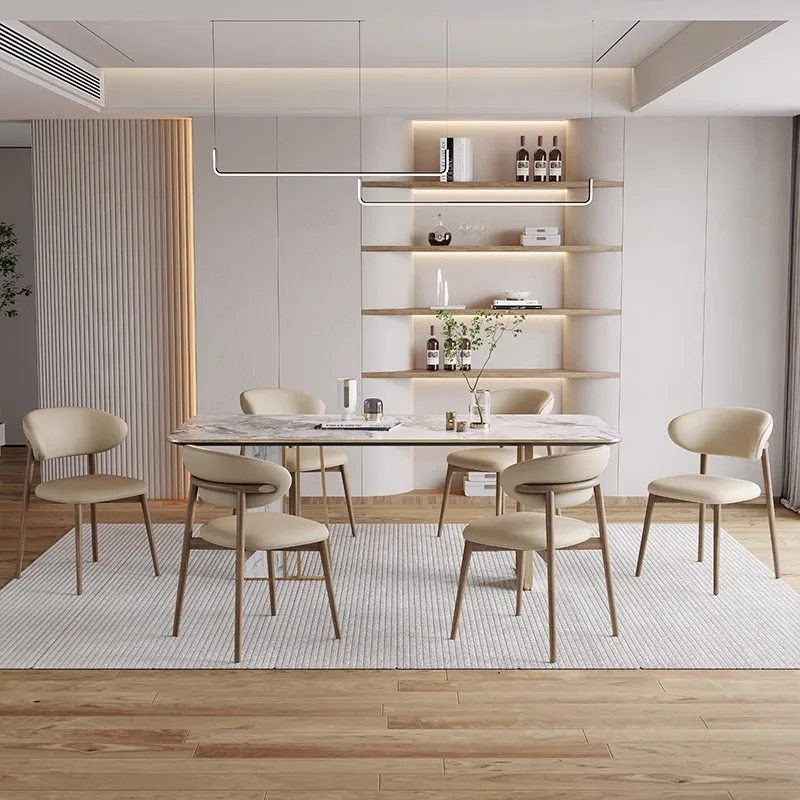 2024 Nordic Modern Solid Wood Dining Chair with PU Leather Leisure Living Room Hotel/Restaurant Bar Kitchen Use-Model hu-2-004