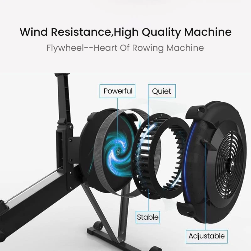 New Design Fitness Gym Equipment Air Rower Rowing Machine With LCD Monitor Home Workout Wind Resistance