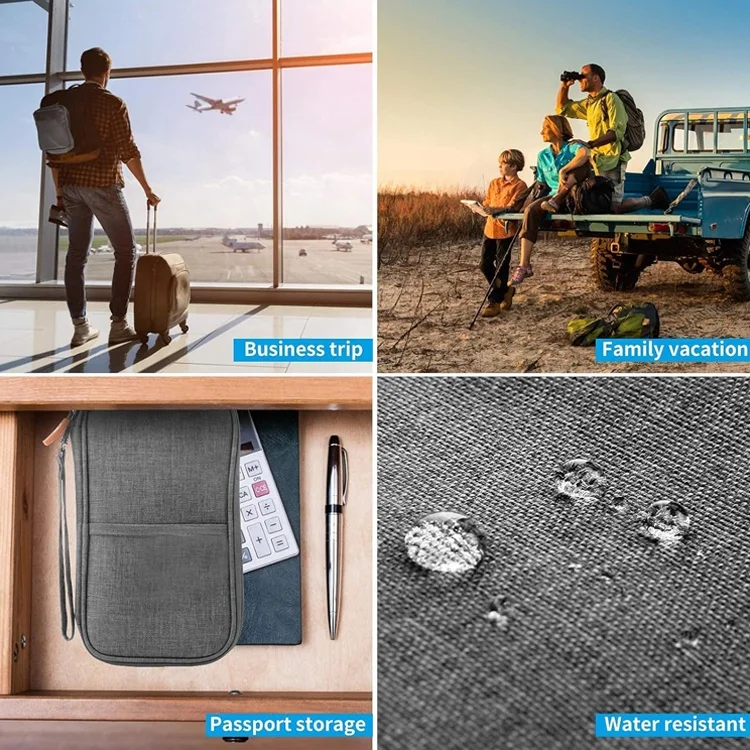 Custom Competitive price wholesale waterproof rfid Blocking Family document organizer travel wallet passport holder with pockets