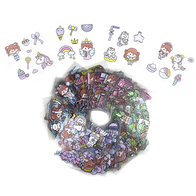Reusable Cute Girls Stickers Decorative custom waterproof vinyl stickers cartoon sticker set