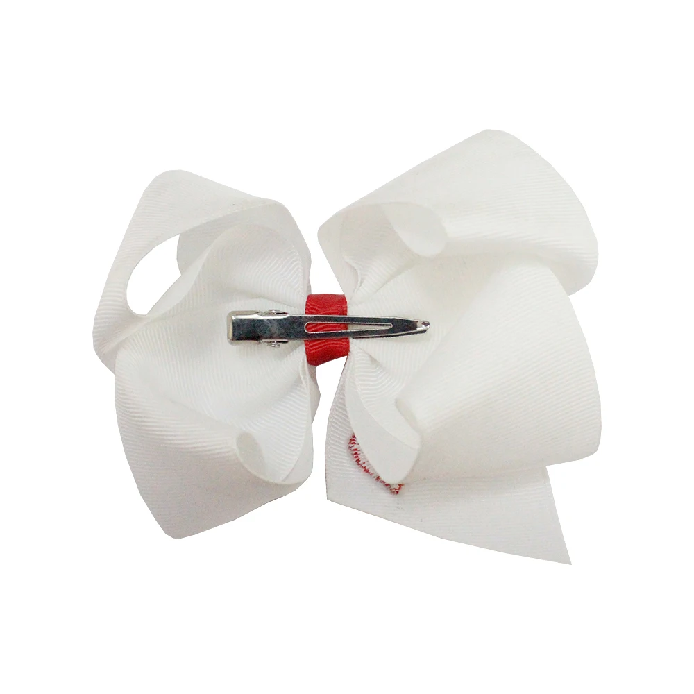 Love Red Valentines day Hair Bow Embroidered Heart Shape Grosgrain Ribbon Hair Accessories