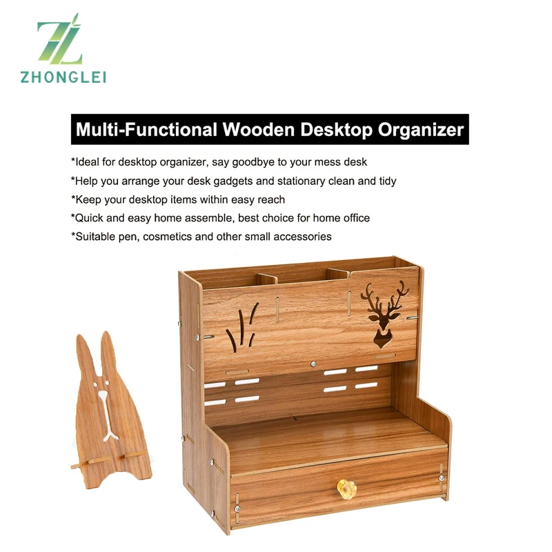 Деревянный органайзер для ручек, многофункциональный держатель для ручек «сделай сам», коробка, органайзер для художественных принадлежностей, настольное стационарное хранение с ящиком для офиса