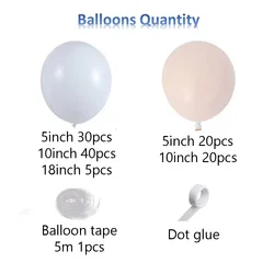 117pcs Matte Nude Color Pearlized White Balloon Set Pink Wedding Balloons Arch Garland