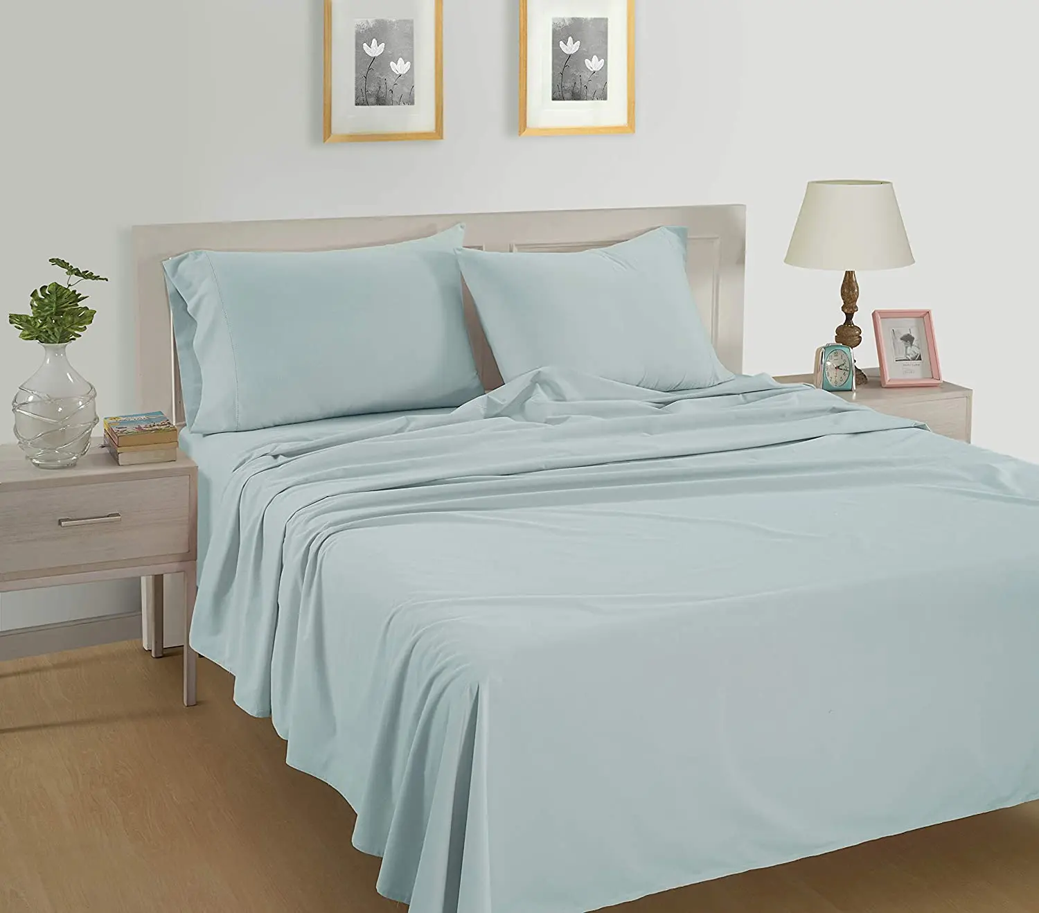 100% Organic Cotton Mineral Twin-Sheets Set, 3-Piece Pure Organic Cotton Long Staple Percale Weave Ultra Soft Best Bedding Sheet