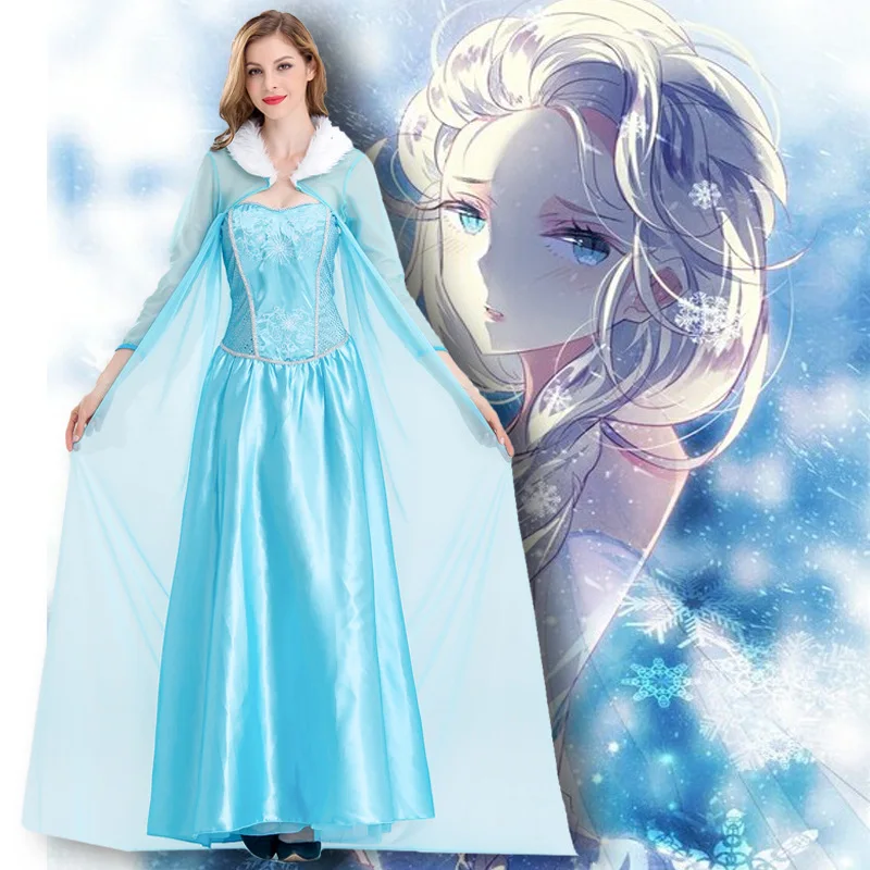 New Arrival Elsa Princess Dress Halloween Cosplay Costumes Vestido For Adult Women 2024 Elsa Princess Dress