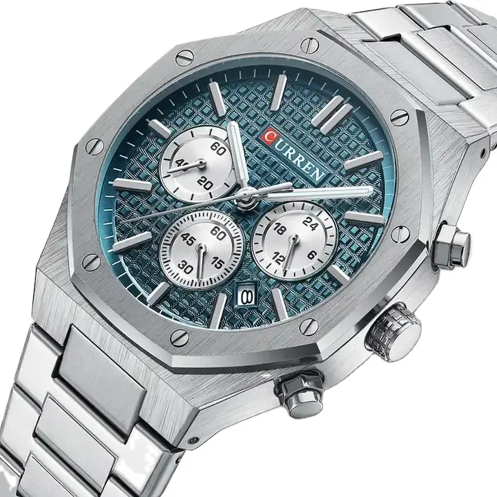 HOT sale CURREN 8440 Men quartz watch  Six Needle Chronograph Steel Wrist Golden Wristwatch male clock  Men Sports Watch Relojes