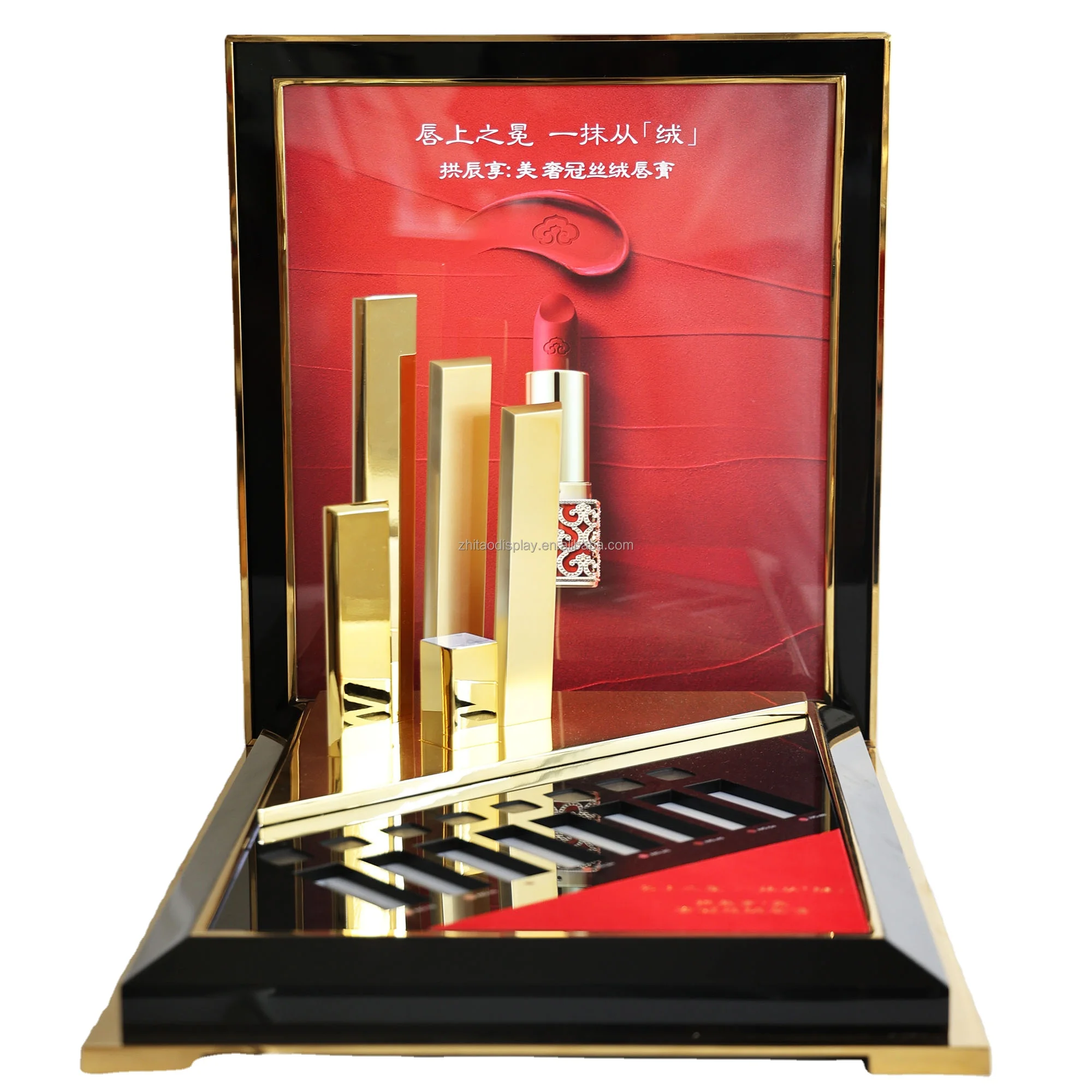 Custom creative retail store display  make up showcase cosmetic prop lipstick display stand