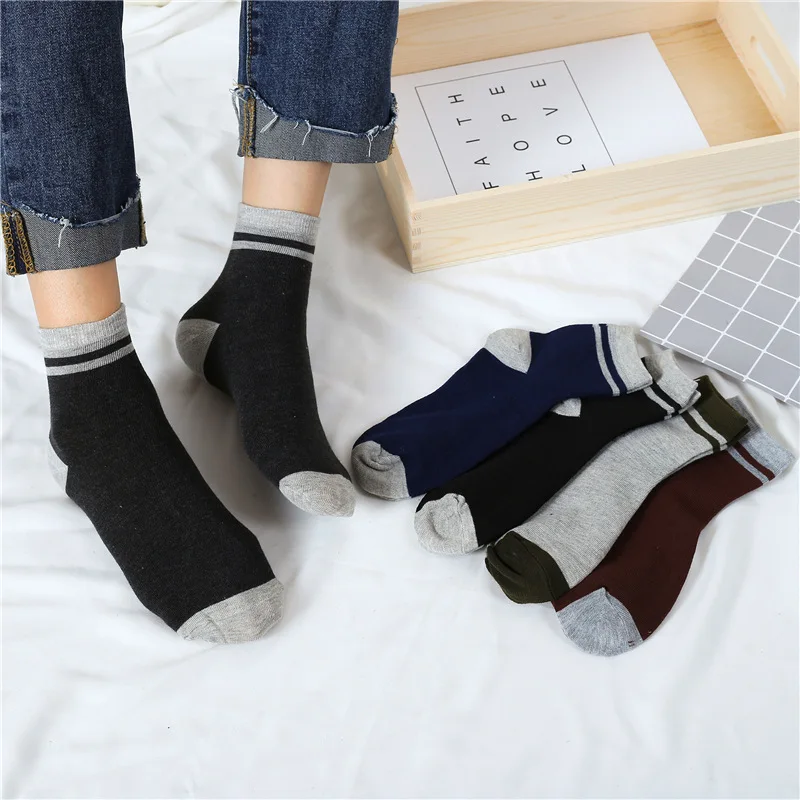 Носки мужские однотонные, дышащие спортивные Нескользящие, до щиколотки, для отдыха, Осень-зима