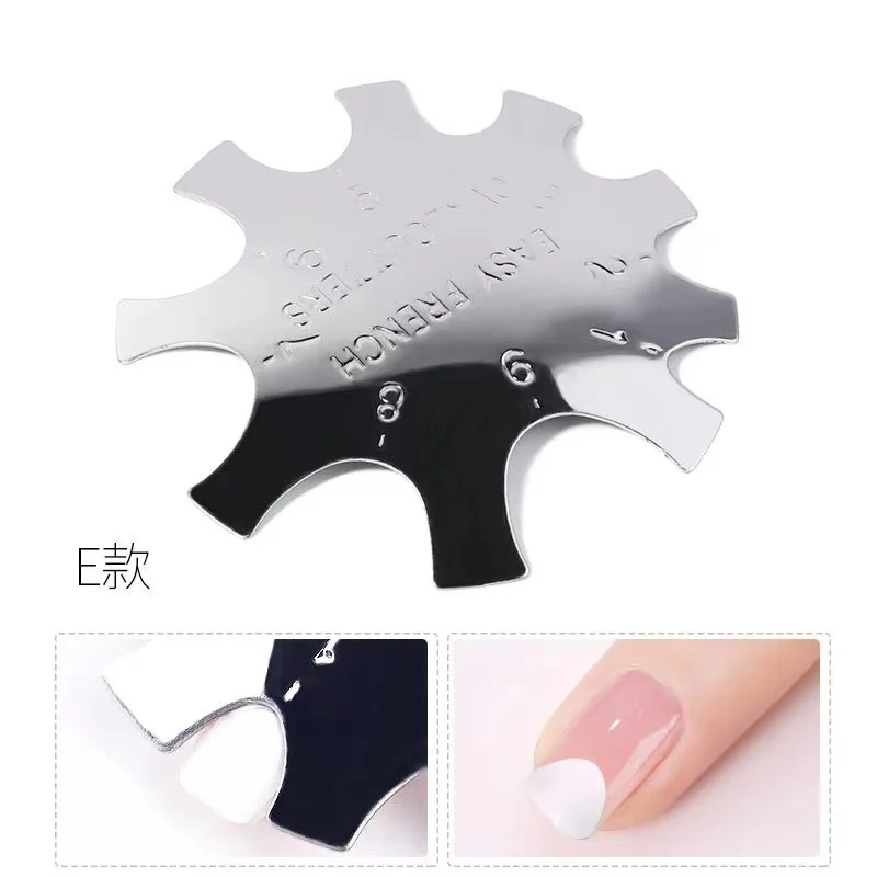 New Design Stainless Steel French Cutter Smile Nail Manicure Model Silver Template For Nail Tool