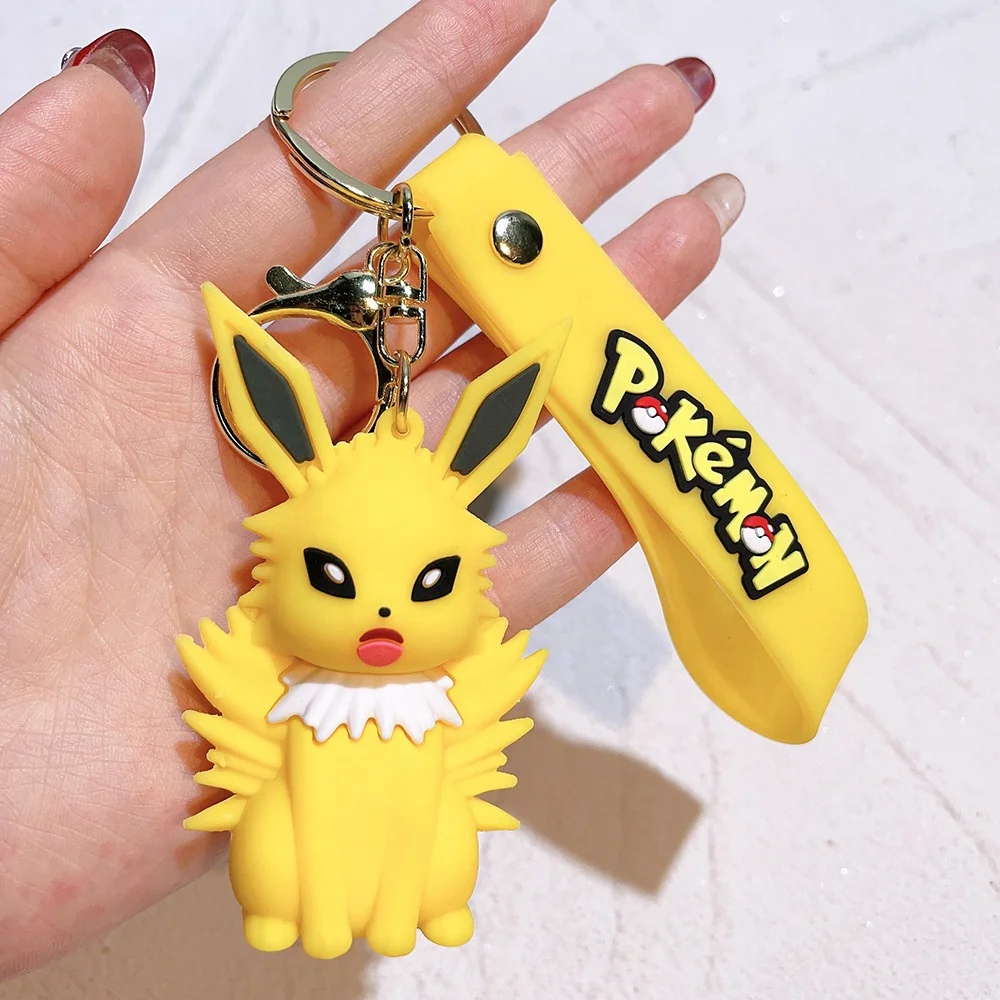 New Designs Pokemoned Rubber Cute Toy Keychain Sylveon Eevee Series PVC 3D Key Chain Ring