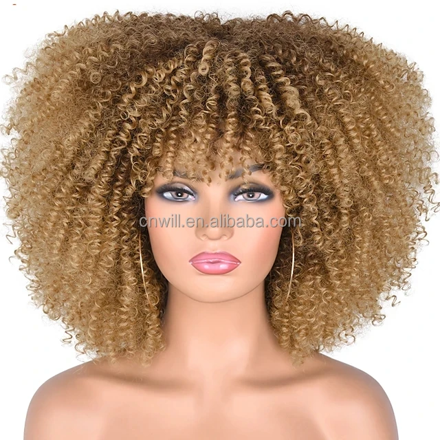 Heat Resistant Wigs For Black Women Kinky Curly Short Blonde Kinky Curly Wigs Synthetic Hair Wig