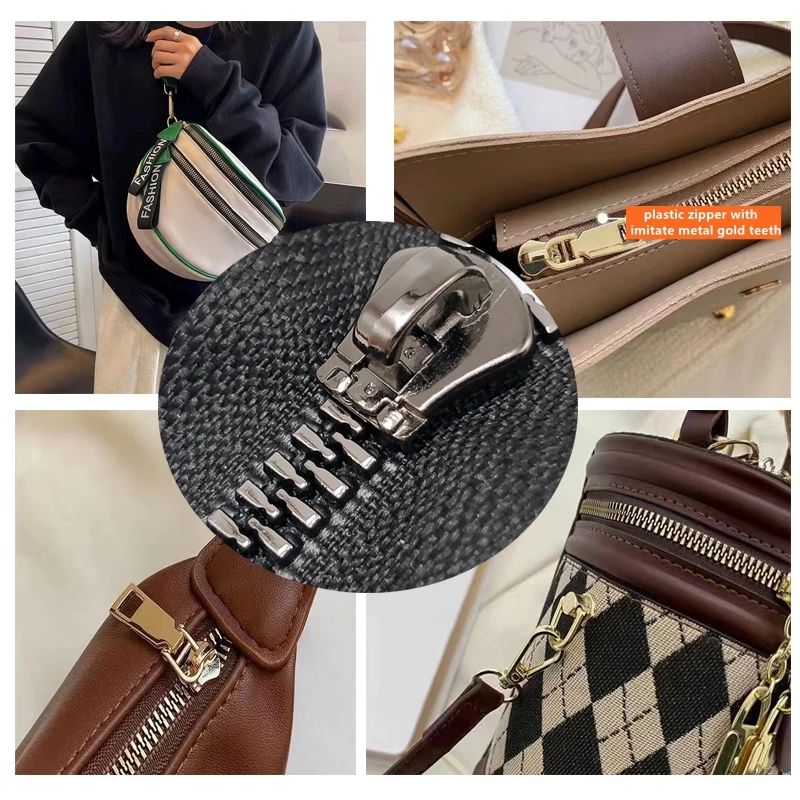 No.5 copper imitate teeth zipper fine teeth resin Gold-Plated imitate metal yardage zipper by the roll