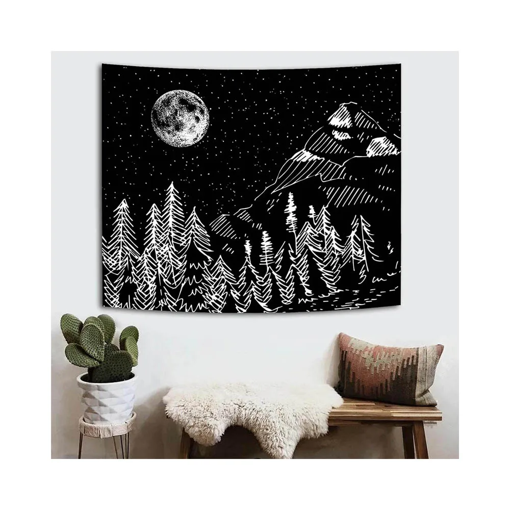 Tapestry Hot Selling Moon Printed Tapestry Factory Customized Home Decoration Wall Hanging Mountain Forest Tapestries