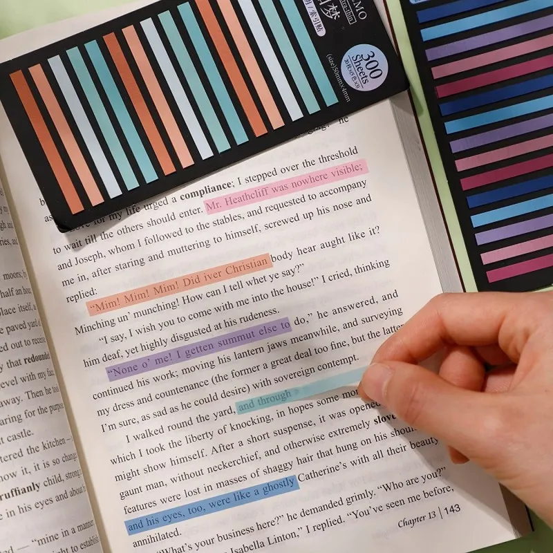 Transparent Removable Neon Clear Sticky Notes Highlighter Strips,for Annotating Books Page Markers Tabs Aesthetic Office School